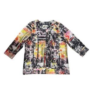 Onque Casuals Black,Pink and Yellow Blazer Women's Size M
